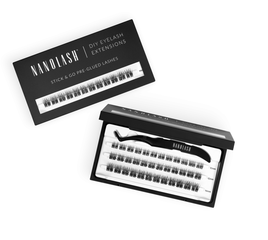 Vorgeklebte Wimpern für die Verlängerung zu Hause nanolash